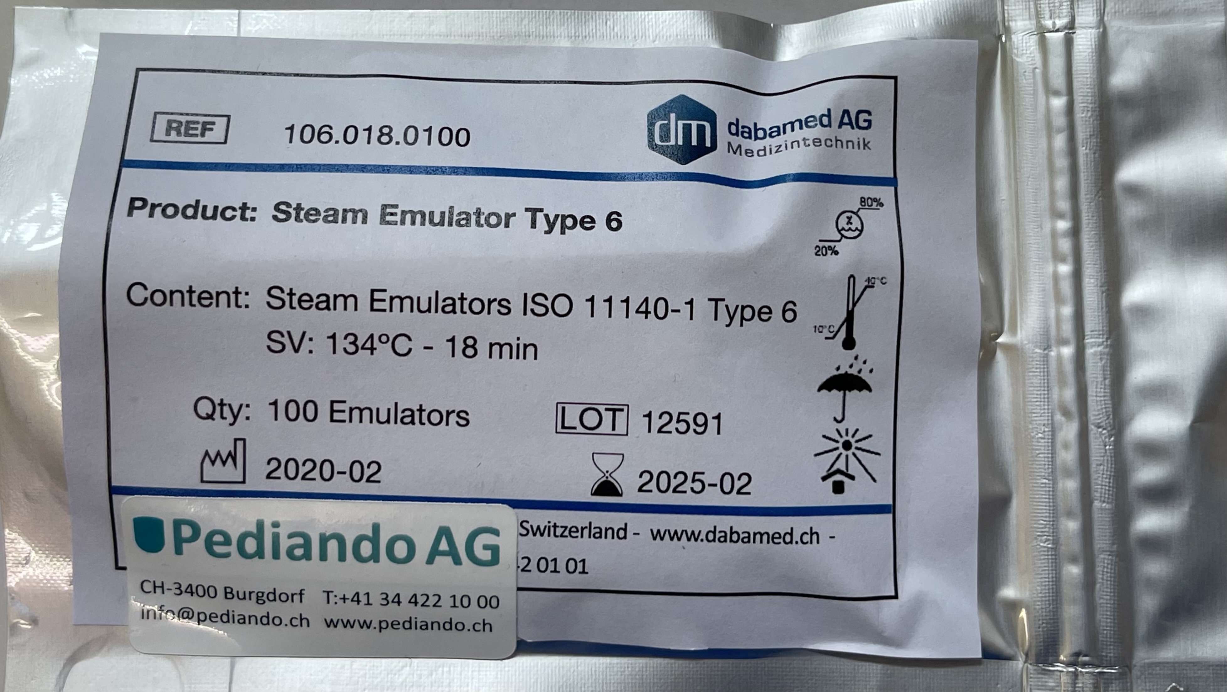 Indikator Sterilisator Typ 6, 18 Min. Prion, 100 Stück