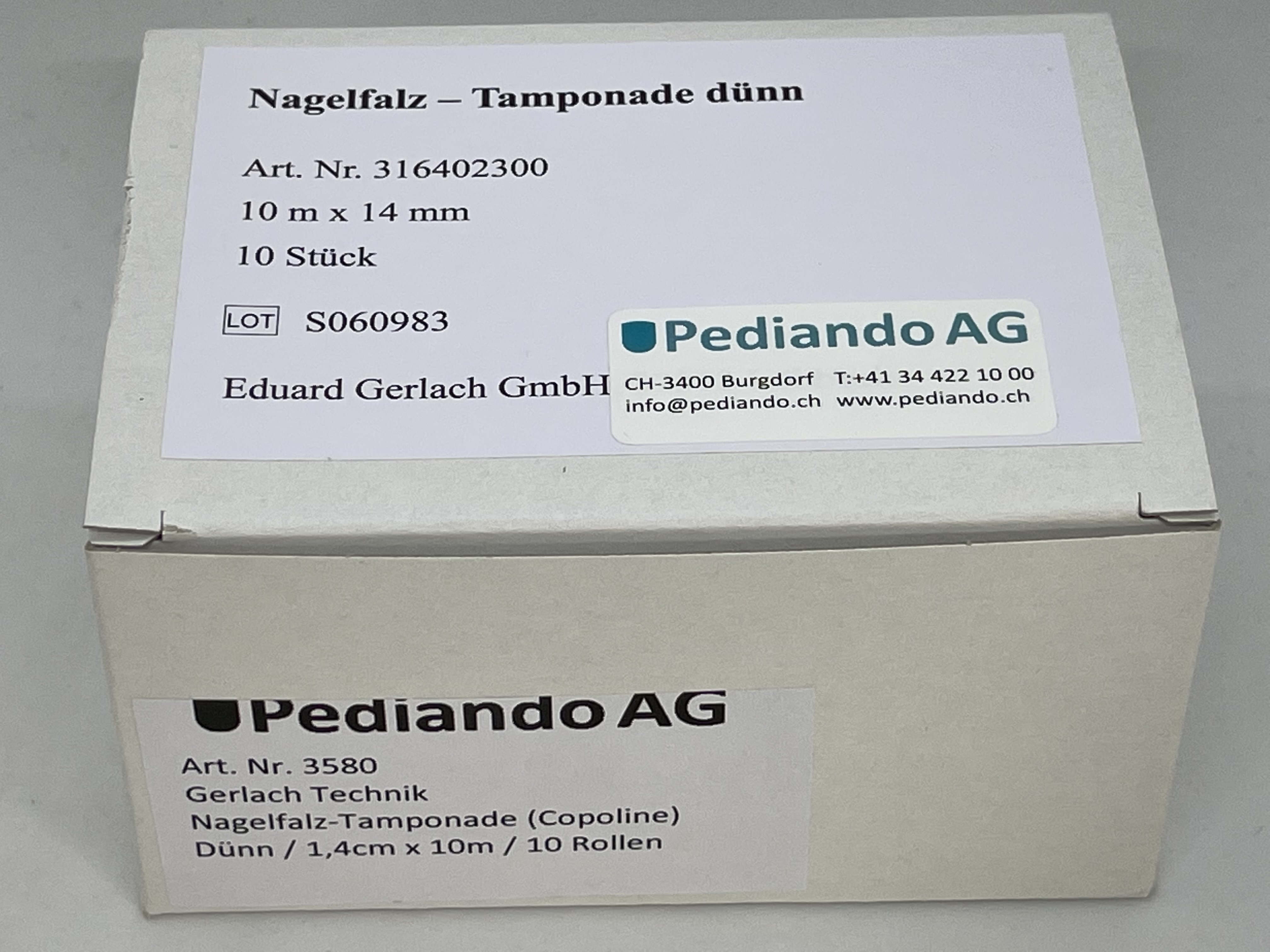 GERLACH TECHNIK Nagelfalz-Tamponade (Copoline), dünn 1.4 cm x 10 m, 10 Rollen