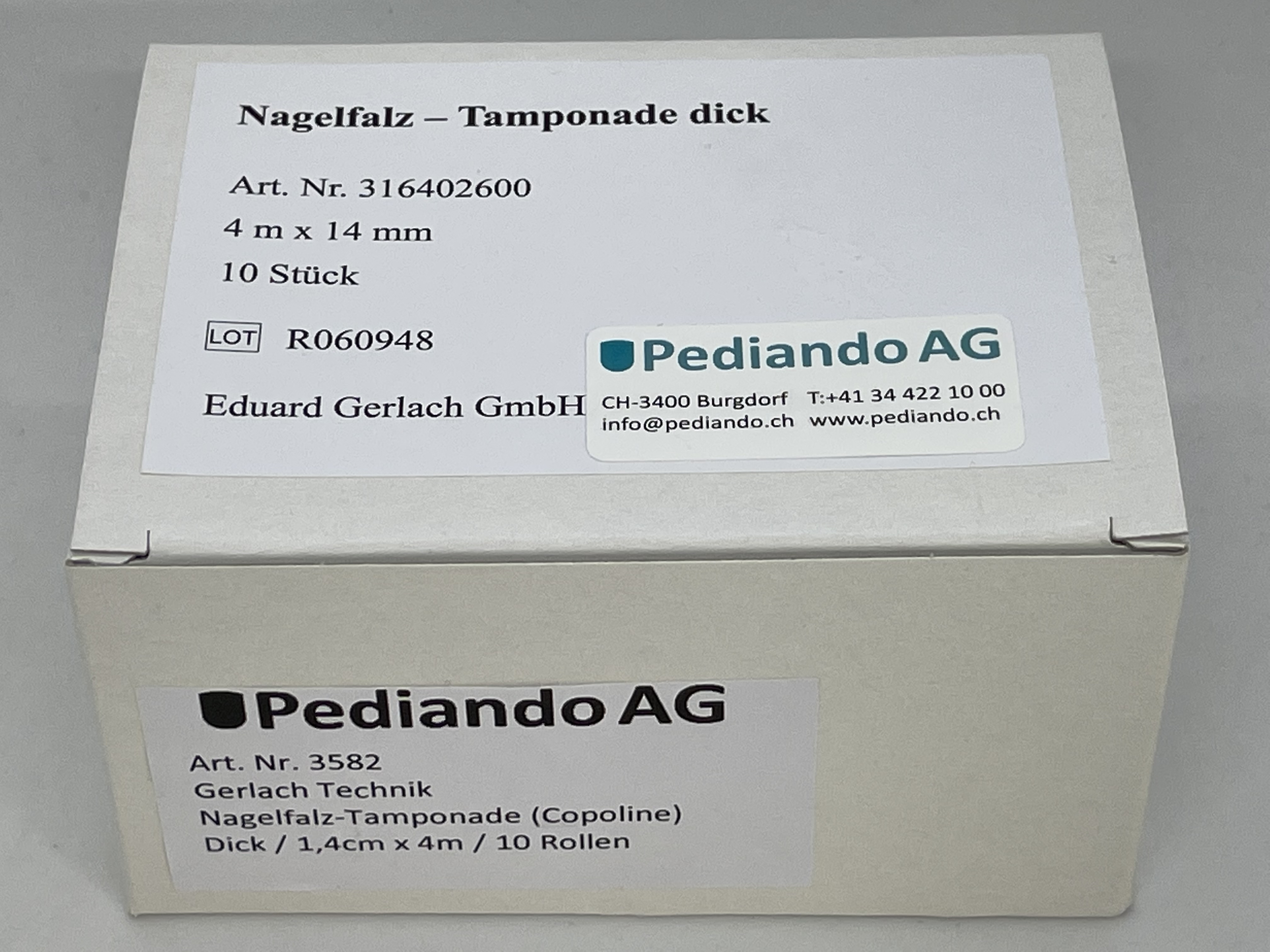 GERLACH TECHNIK Nagelfalz-Tamponade (Copoline), dick 1.4 cm x 4 m, 10 Rollen