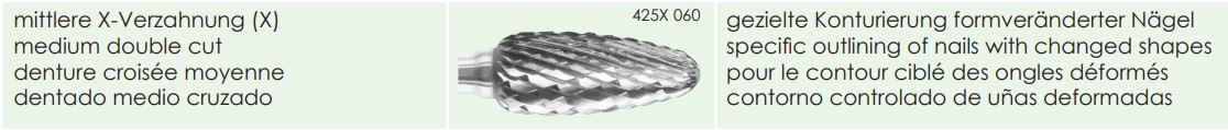 Busch Hartmetall-Fräser 425X060L, 060, mittlere X-Verzahnung, L-Typ (für Linkshänder), 1 Stück