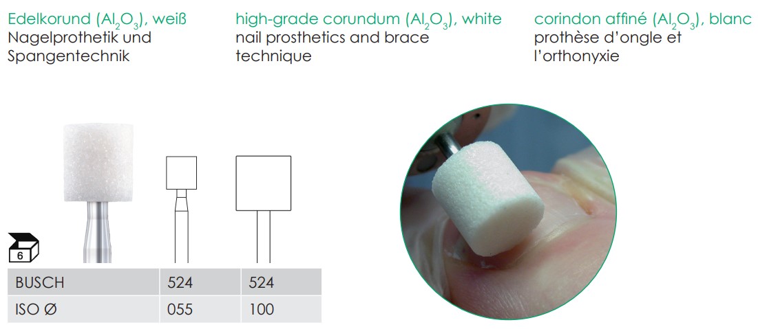 Busch Edelkorund Schleifkörper 524, weiss, 6 Stück