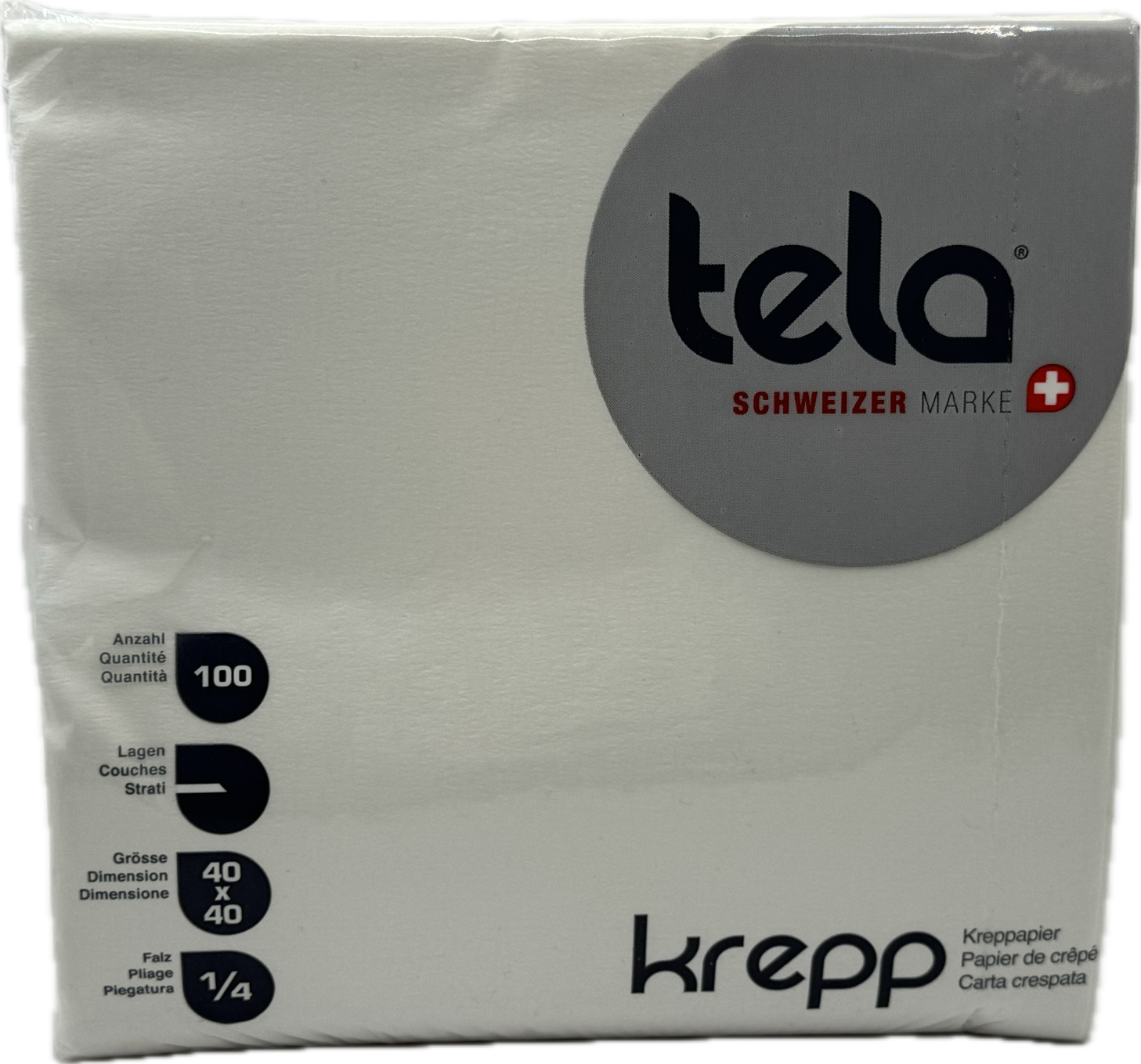Tela® Krepp Servietten 1/4 gefalzt, 40 x 40 cm weiss, 1100 Stück (11 x 100 Stück)