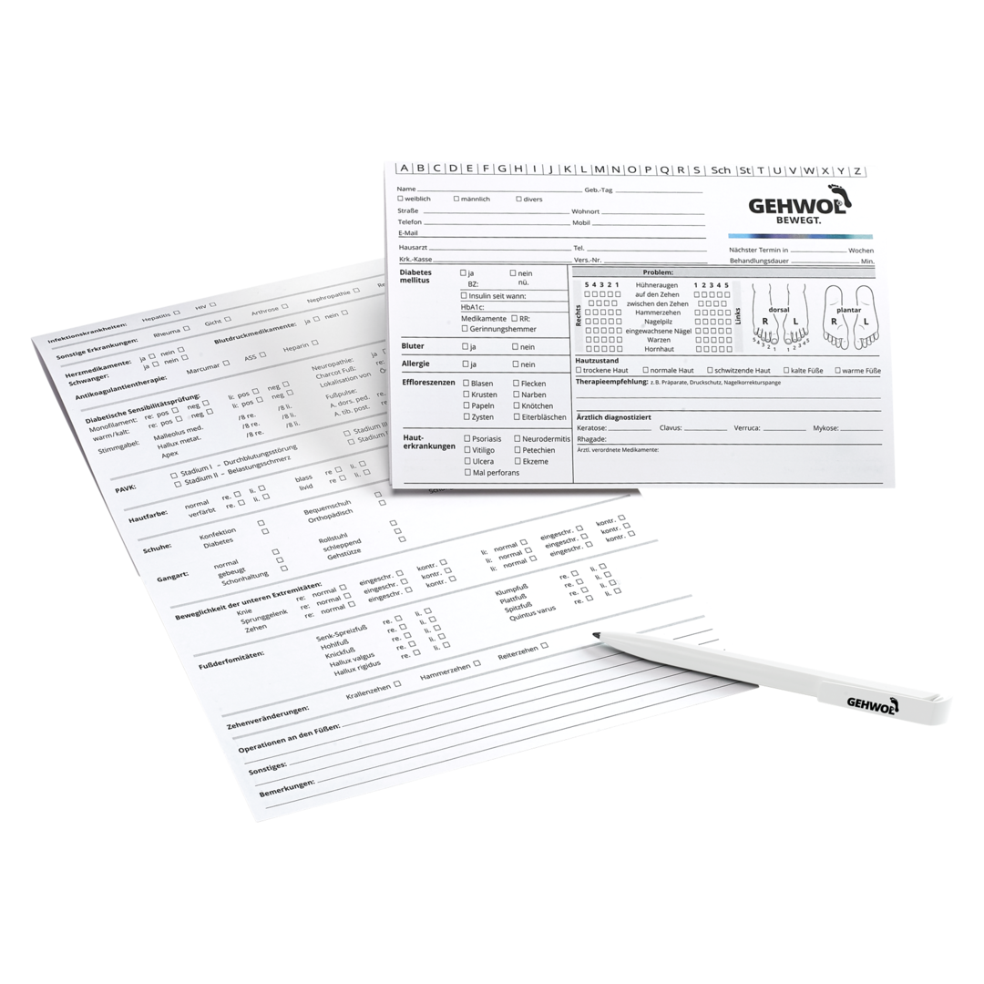 GEHWOL® Behandlungskarteikarten, 100 Stück