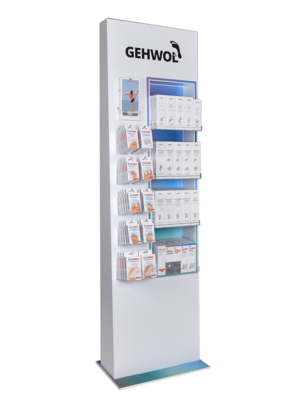 GEHWOL® Bodenverkaufsdisplay Relaunch, 54 x 20 x 200 cm