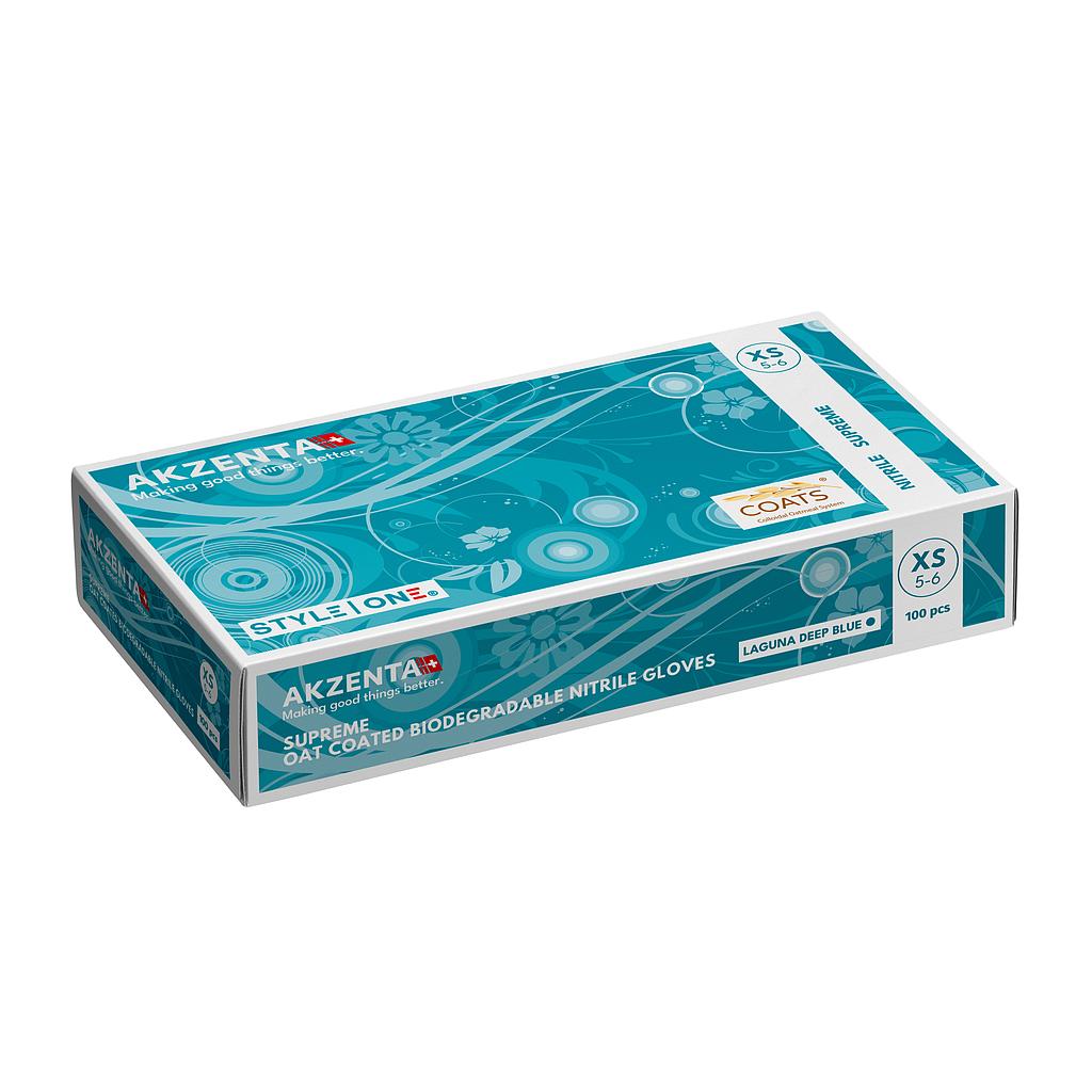 Akzenta ONE® Supreme Style Handschuhe OAT COATED, nitrile, in Laguna Deep Blue, biologisch abbaubar, 100 Stück