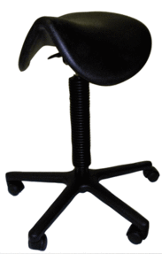Arbeitsstuhl Silya Sisit Sattelsitz, mit 2-Hebel-Mechanik, in PE schwarz (45-67 cm)