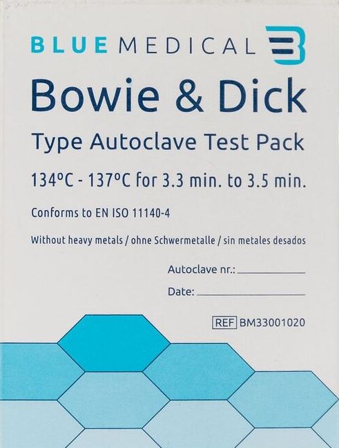 Bowie &amp; Dick Testpaket von Blue Medical (20 Prüfkörper)