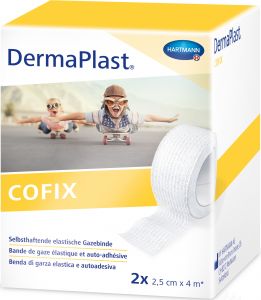 IVF Hartmann DermaPlast® CoFix, selbsthaftende elastische Gazebinde weiss, 2.5 cm x 4 m, 2 Rollen