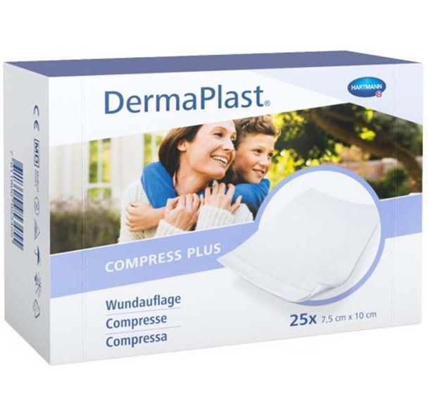 IVF Hartmann DermaPlast® Compress Plus, 7.5 cm x 10 cm (keimreduziert behandelt), 25 Stück