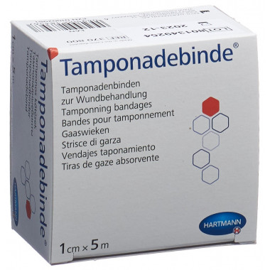 IVF Hartmann Tamponadebinden reine Baumwolle steril, Dose 1cm x 5m