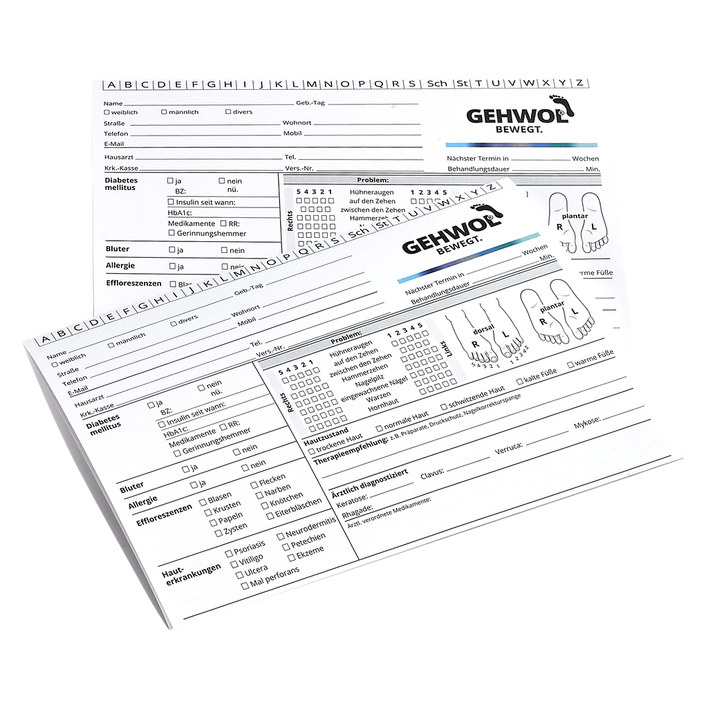 GEHWOL® Behandlungskarteikarten, 100 Stück