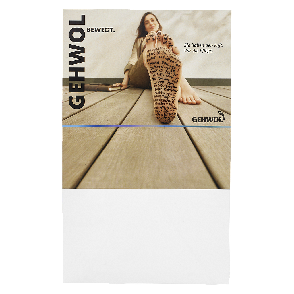 GEHWOL® Papiereinleger (Backcard) 'Fussmanifest' zu Tischdisplay aus Acryl