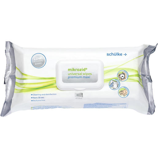 Schülke Mikrozid® Universal Wipes Premium MAXI, low alcohol, 80 Stück 25 x 25 cm