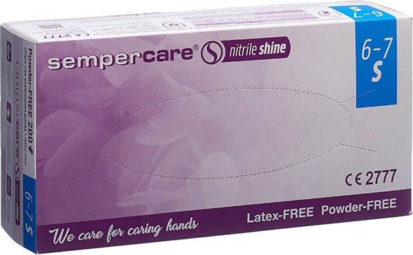 Sempercare® nitrile shine Handschuhe Nitril, Der weisse und leichte Nitrilhandschuh, puderfrei, 200 Stück (XL=180 Stück)