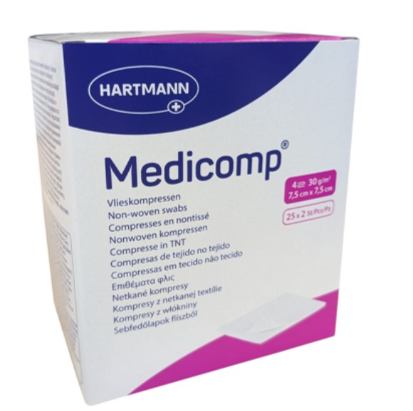 IVF Hartmann Medicomp S30 4-fach, Vliesstoffkompresse 7.5 x 7.5 cm STERIL, 25 x 2 Stück