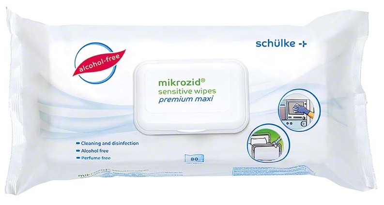 Schülke Mikrozid® Sensitive Wipes Premium MAXI, alkoholfrei, 80 Stück 25 x 25 cm