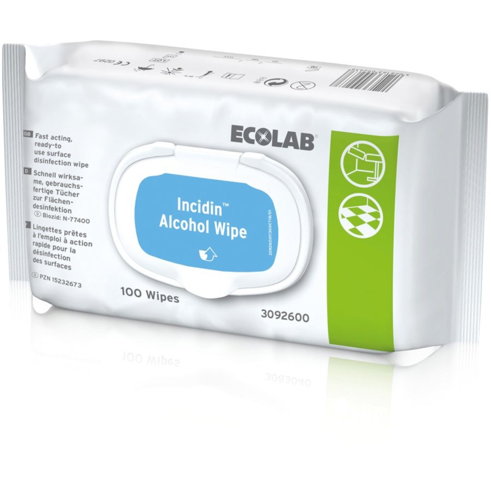 ECOLAB Incidin™, alkoholische Desinfektionstücher 20 x 20 cm, 100 Stück