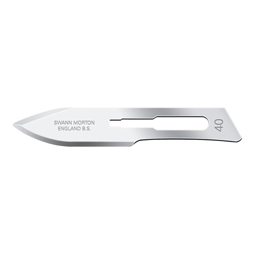 Swann-Morton® RED BLADES Skalpellklingen Fig. 40 (passend zu Griff Nr. 3!), die Klinge mit dem scharf geschliffenen Klingenrücken, 100 Stück