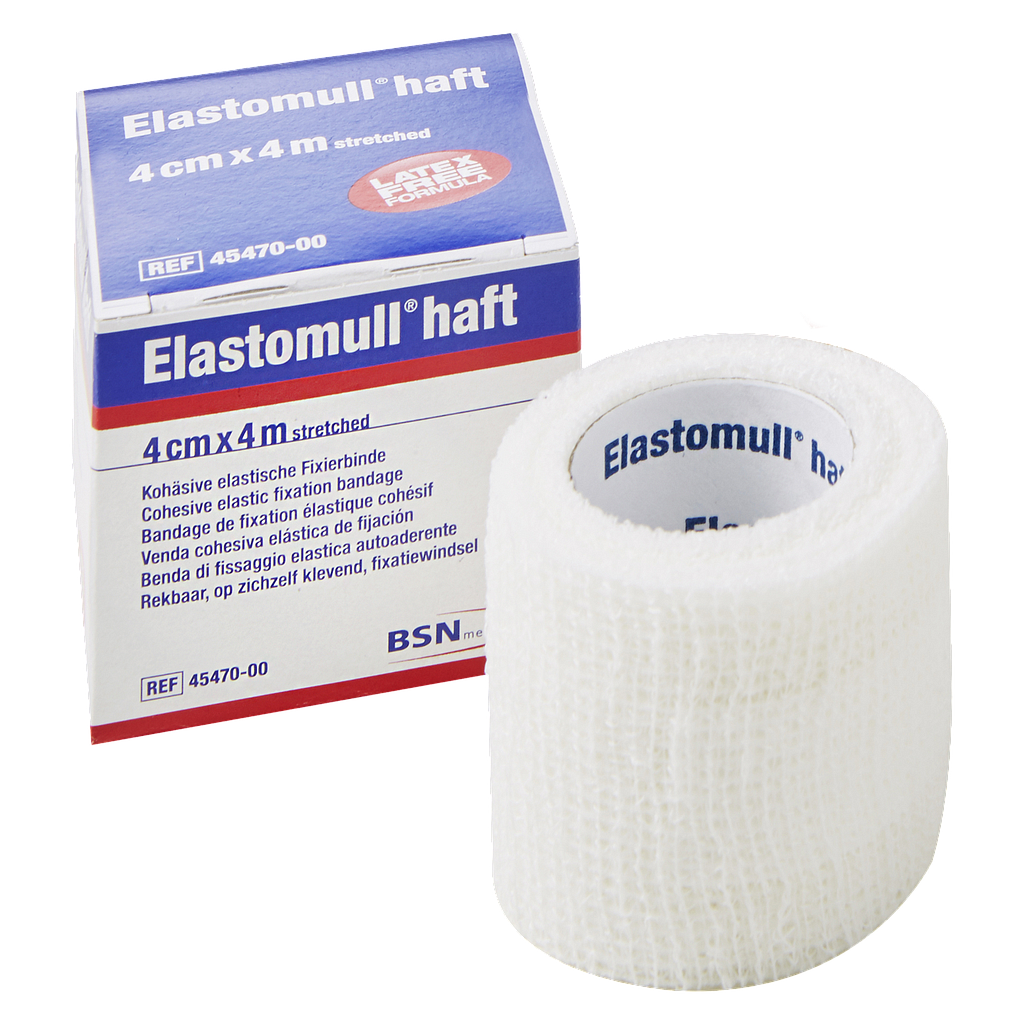 BSN Medical Elastomull® haft, selbsthaftende, elastische Fixierbinde, 4 cm x 4 m