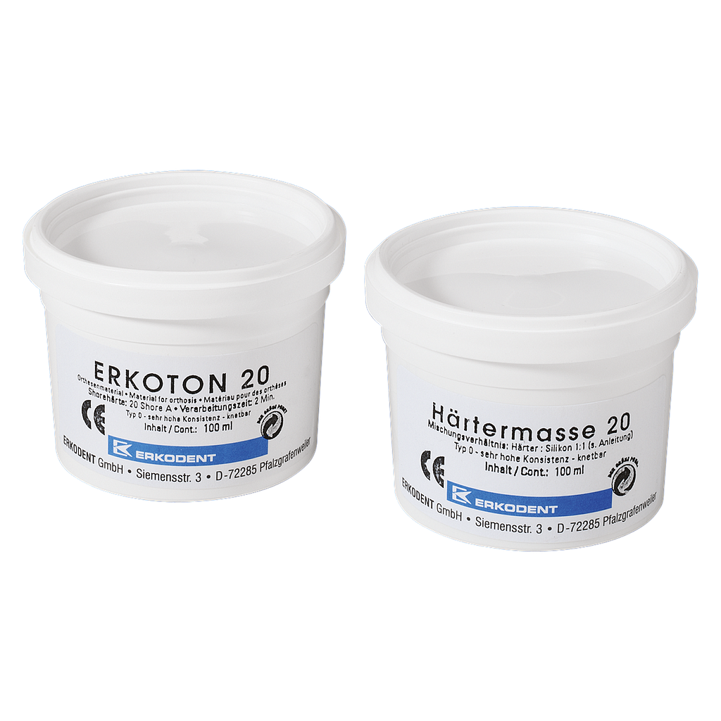 Erkodent® Erkoton 20, A-Silikon inkl. Härter (2 x 100 g) Orthesenmaterial