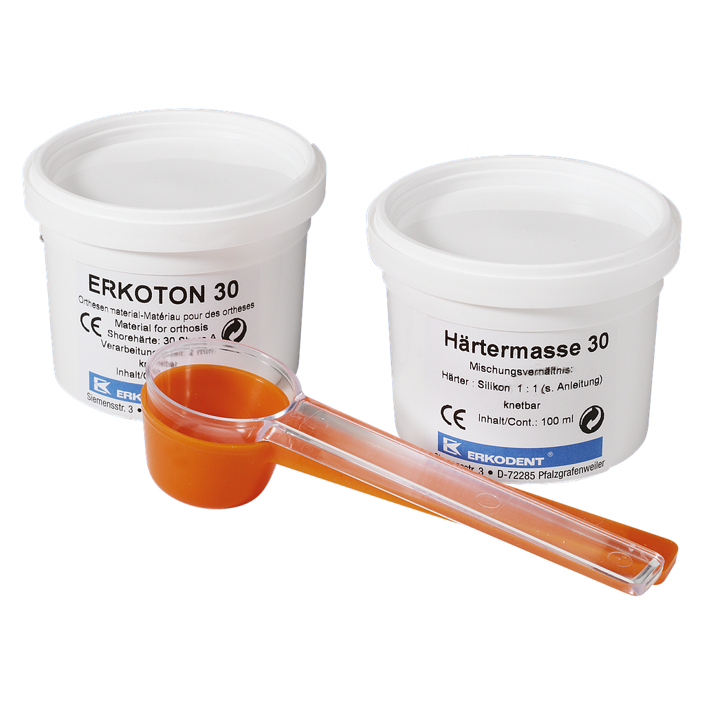 Erkodent® Erkoton 30, A-Silikon inkl. Härter (2 x 100 g) Orthesenmaterial