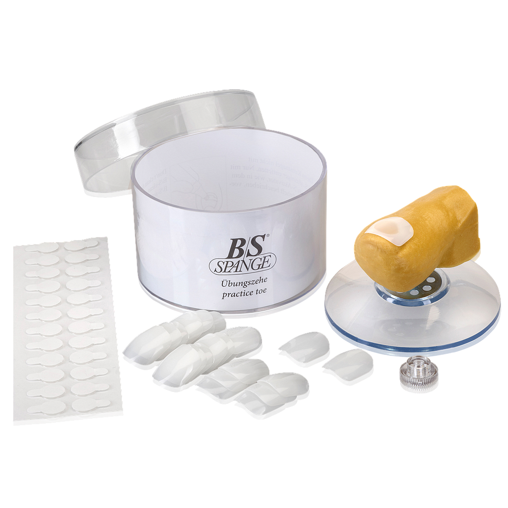 Übungszehe für B/S-Spangen (practice toe) mit 25 Kunstnägeln und Klebepunkten
