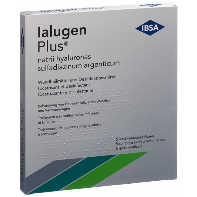 Ialugen Plus® medikamentöse Gaze, 5 Stück 10 x 10 cm (nur für berechtigte Personen)
