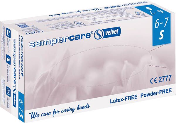 Sempercare® Velvet Handschuhe Nitril lavendelblau, Der samtweiche und leichte Nitrilhandschuh-ideal für den Bereich Podologie/Fuss,  puderfrei, 200 Stück (XL=180 Stück)