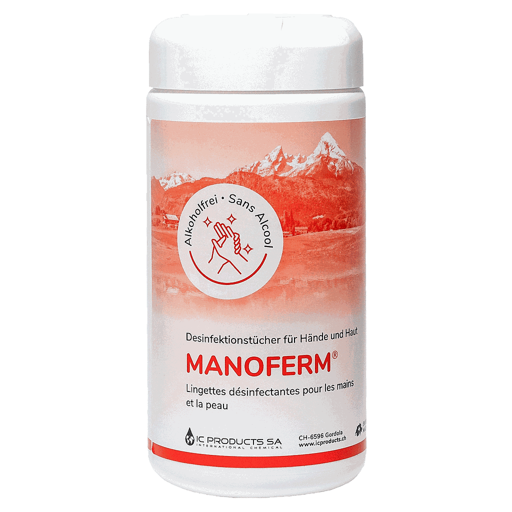 Manoferm® Wipes von IC Products, Haut- und Hände-Desinfektionsmittel, Dose à 120 Tücher
