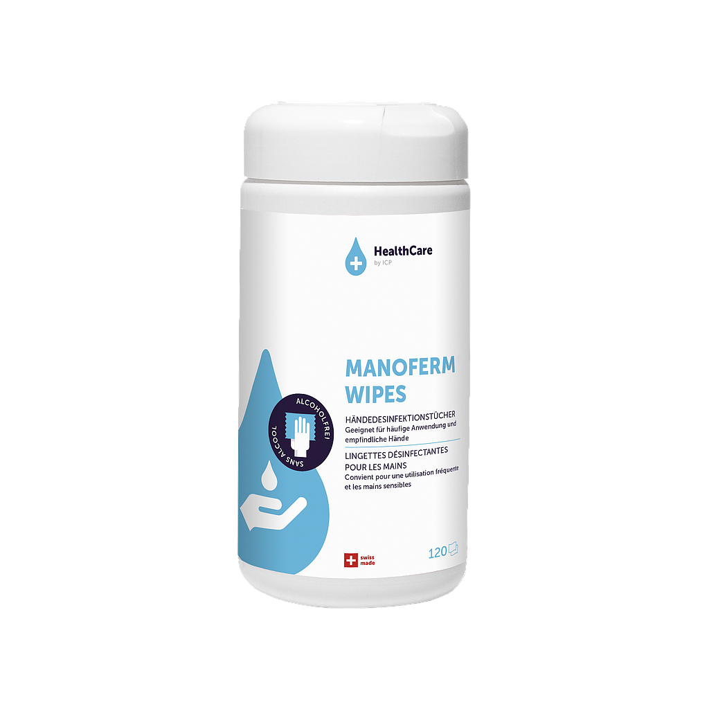 Manoferm® Wipes von IC Products, Haut- und Hände-Desinfektionsmittel, Dose à 120 Tücher