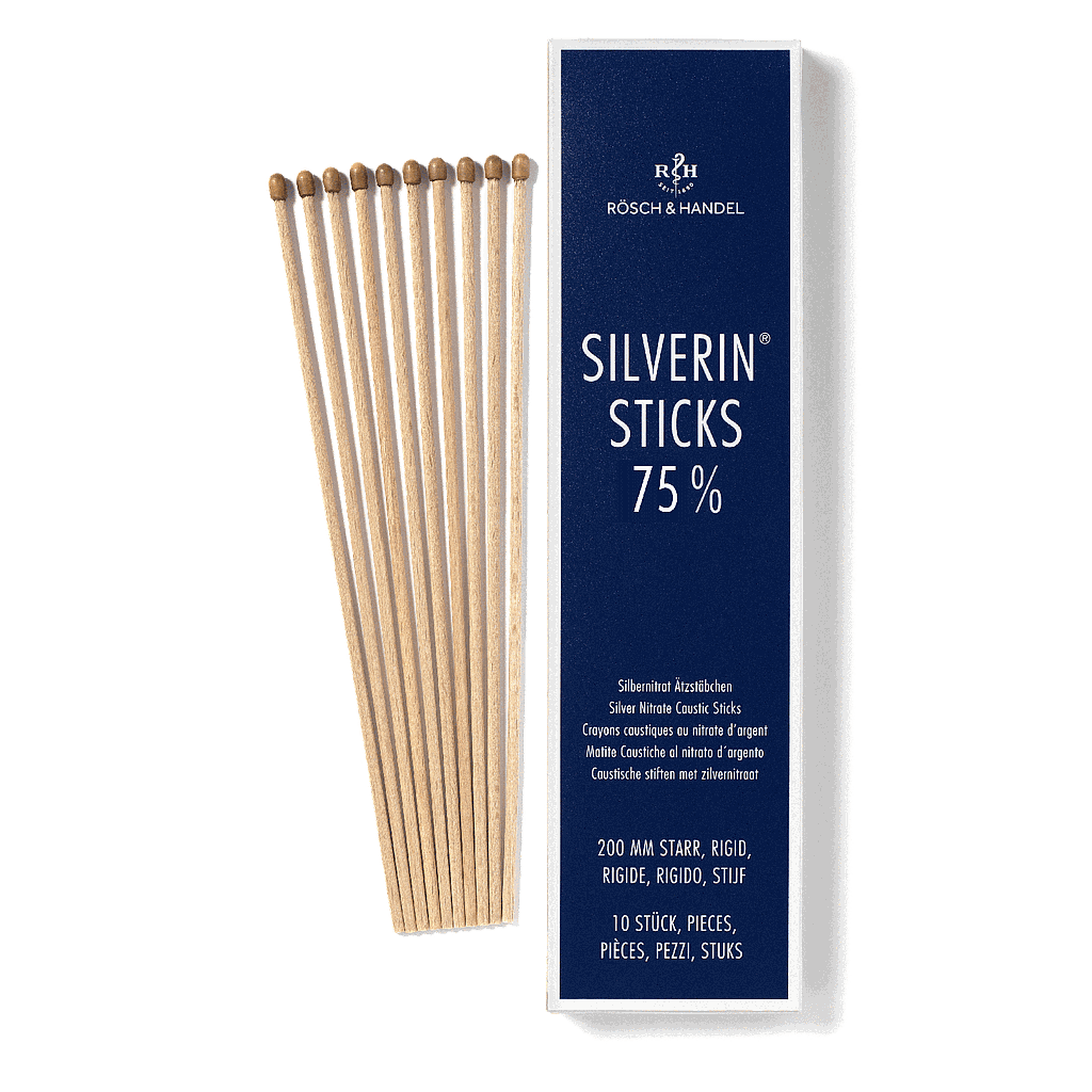 Rösch&amp;Handel Silverin® Sticks 75% Silbernitrat-Stäbchen 200 mm starr, Argenti nitras, 10 Stück