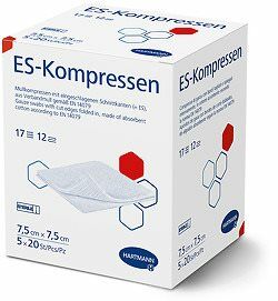 IVF Hartmann ES-Kompressen Typ 17-fädig, STERIL, 12-fach, 7.5 x 7.5 cm, 20 x 5 Stück