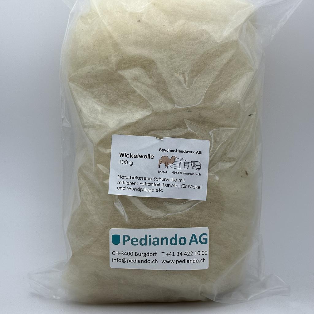 Pediando® Wickelwolle gekardet, Schaf-Schurwolle mit mittlerem Lanolinanteil, 100 g