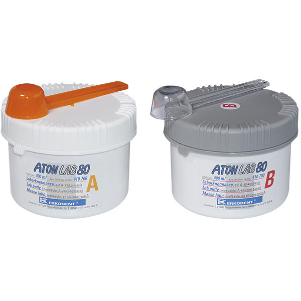 Erkodent® Aton-OF 80 Shore, A-Sililkon, 2 x 400 ml (Ersatz Kneton, 70 Shore)