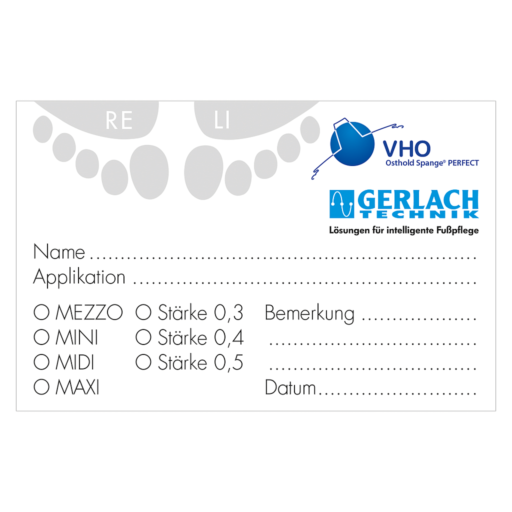 GEHWOL® Bogen Spangendokumentation VHO, Bogen A4 à 10 Stück