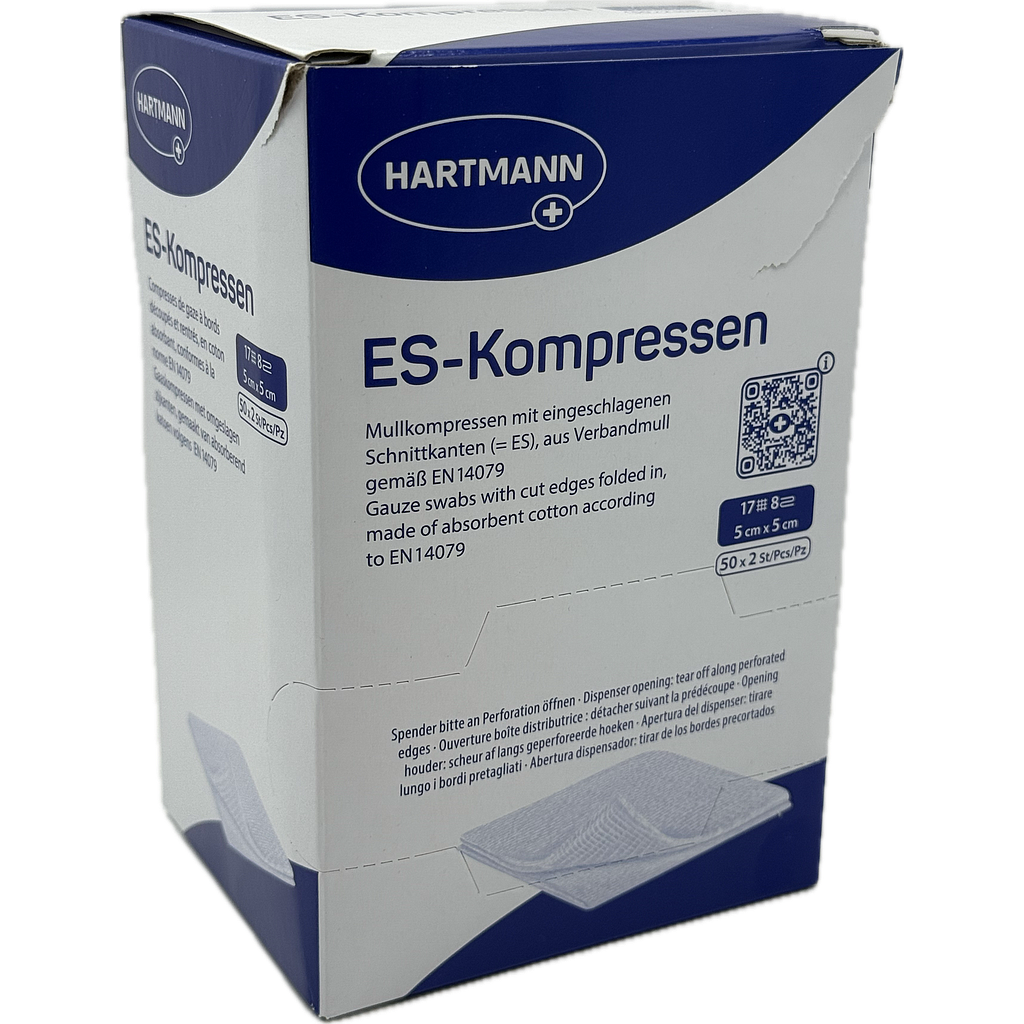 IVF Hartmann ES-Kompressen Typ 17-fädig, STERIL, 8-fach, 5 x 5 cm, 50 x 2 Stück