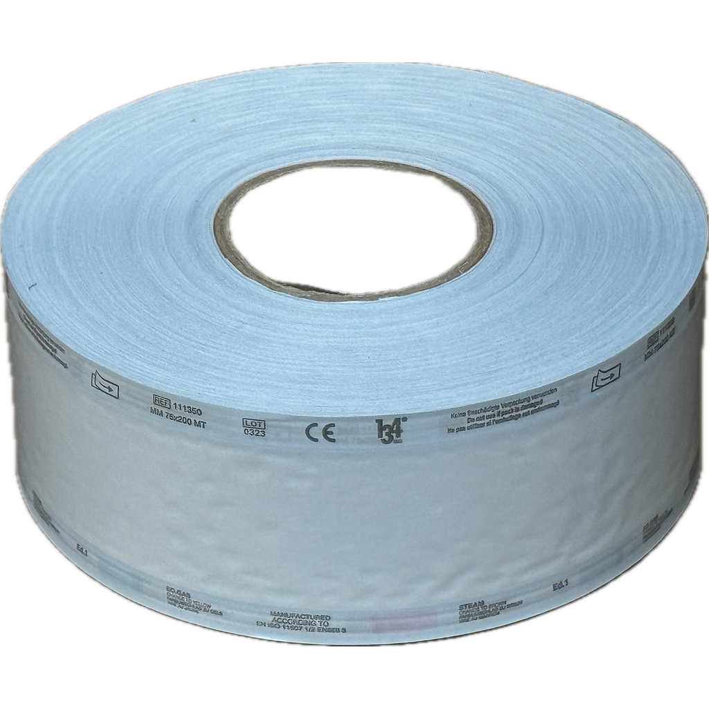 Faro Sterilverpackung 134°Grad  Sterilfolie, Rolle mit Folienseite aussen 75 mm x 200 m