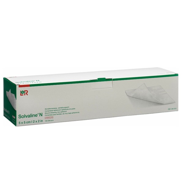 L&amp;R Solvaline ® N, Wundkompresse, verklebungsarm, steril, 5 x 5 cm, weiss, 100 Stück