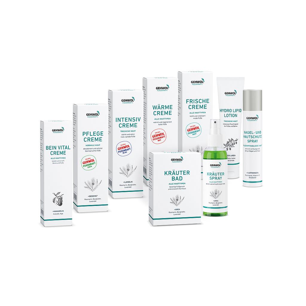 GEHWOL FUSSKRAFT® Kennenlern-Set, je 1 Originalprodukt, Total 10 Stück (Regulärpreis CHF 66.45)