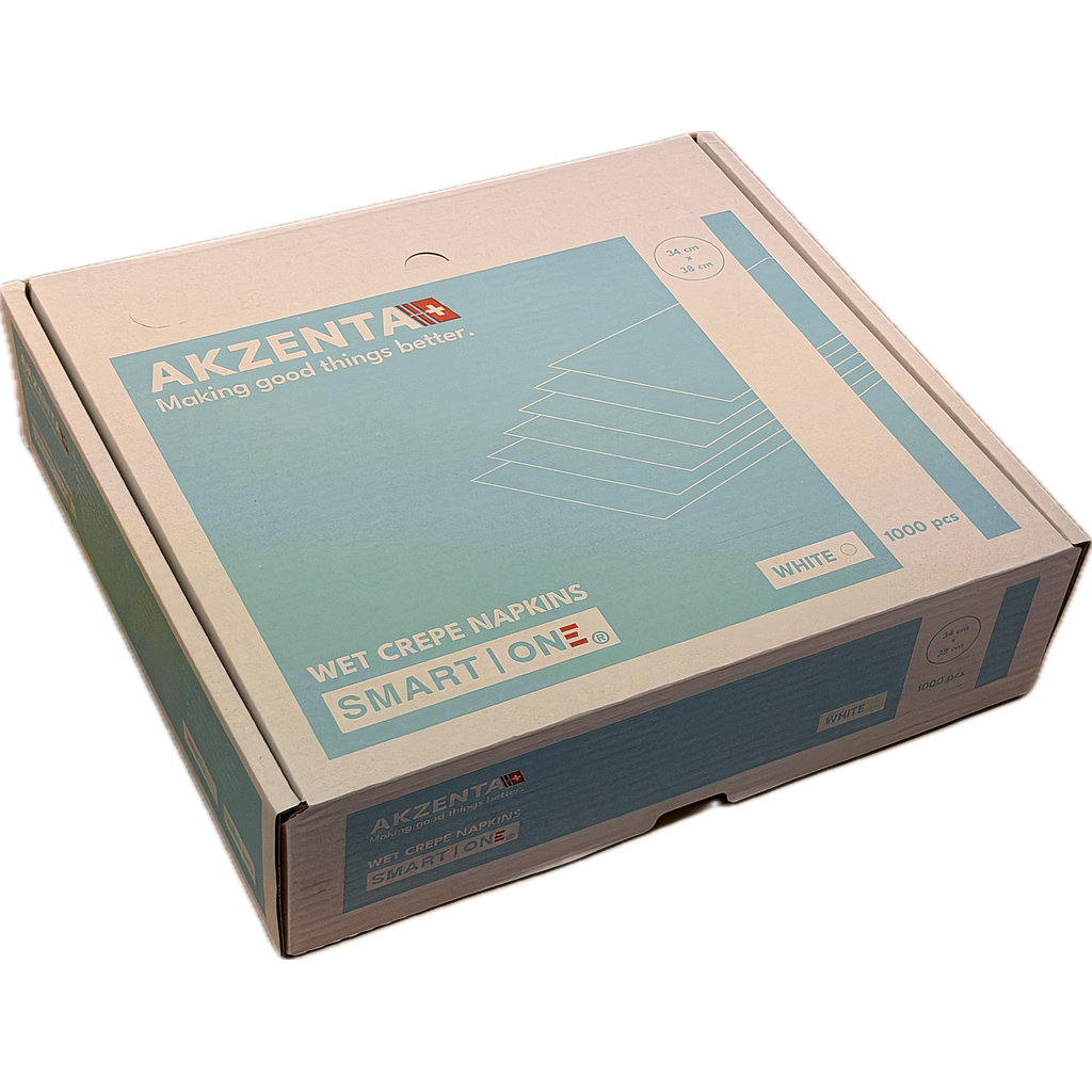 Akzenta ONE® Top Cover Nasskreppservietten, 34 x 38 cm, weiss, 1000 Stück