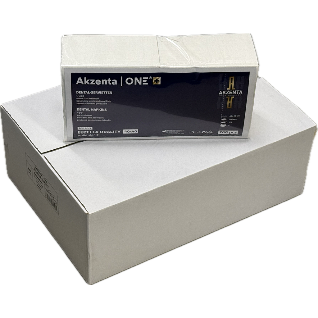 Akzenta ONE® Top Soft Servietten 1/4 Falz (Nachfolger Tela Krepp), 40 x 40 cm, weiss, 4-lagig, 4 x 200 = 800 Stück
