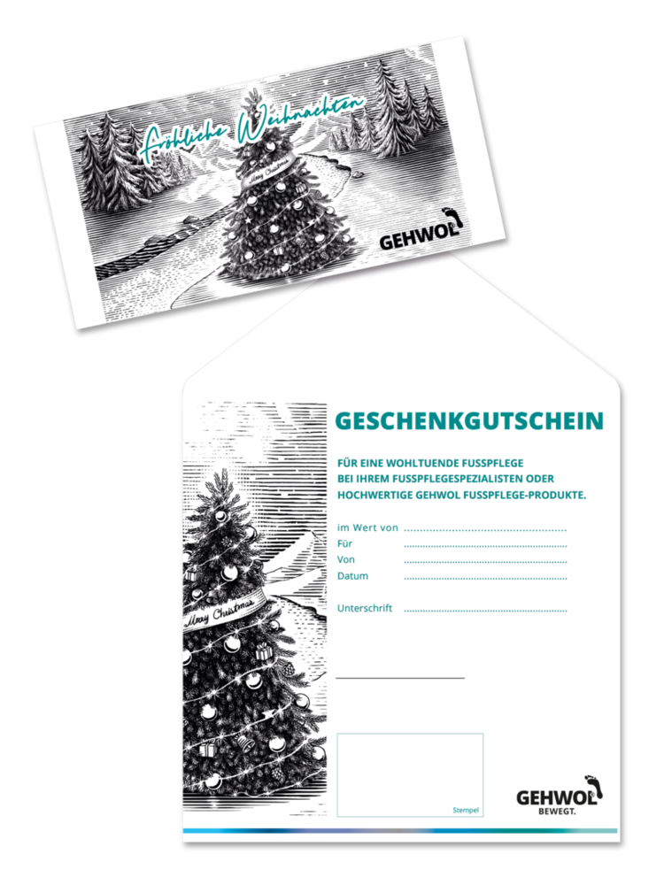 GEHWOL® Geschenkgutschein, mit Weihnachtsmotiv 'Wildrose', 10 Stück
