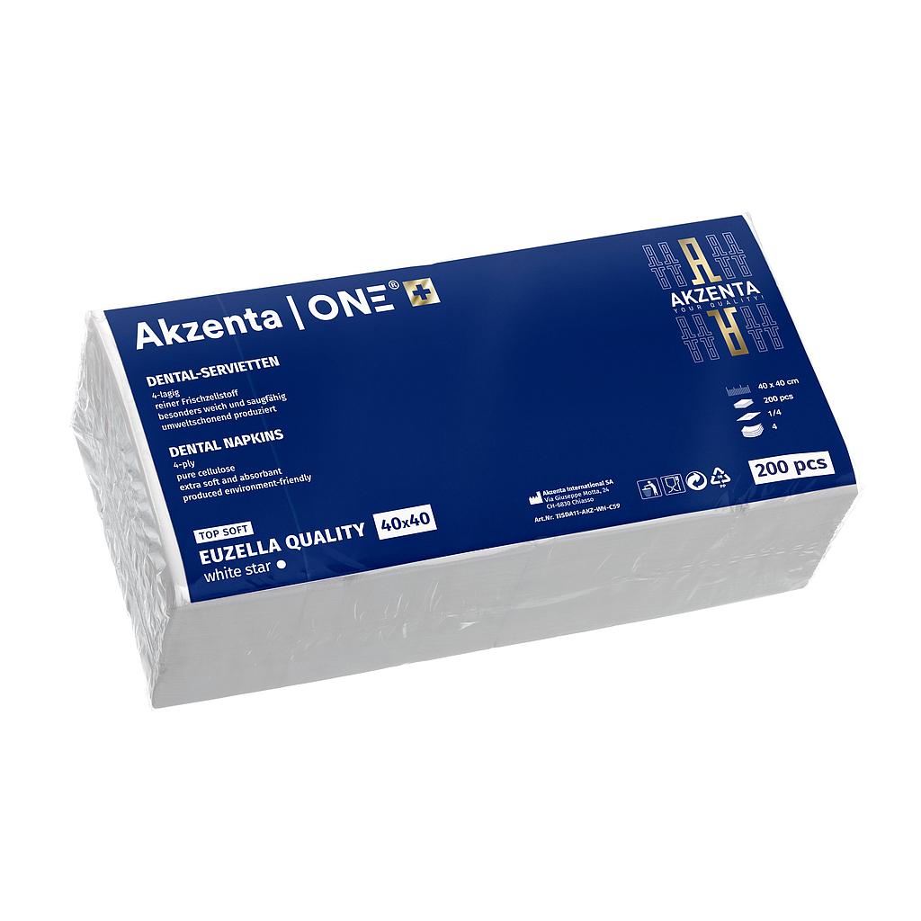 Akzenta ONE® Top Soft Servietten 1/4 Falz (Nachfolger Tela Krepp), 40 x 40 cm, weiss, 4-lagig, Pack à 200 Stück