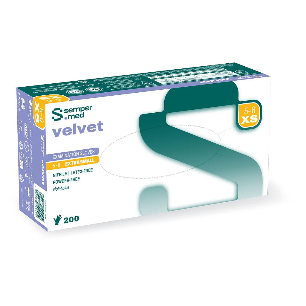 Sempermed® velvet, Handschuhe aus Nitril lavendelblau, Der samtweiche und leichte Nitrilhandschuh - ideal für den Bereich Podologie/Fuss,  puderfrei, 200 Stück (XL=180 Stück) - Nachfolger des Sempercare® Velvet