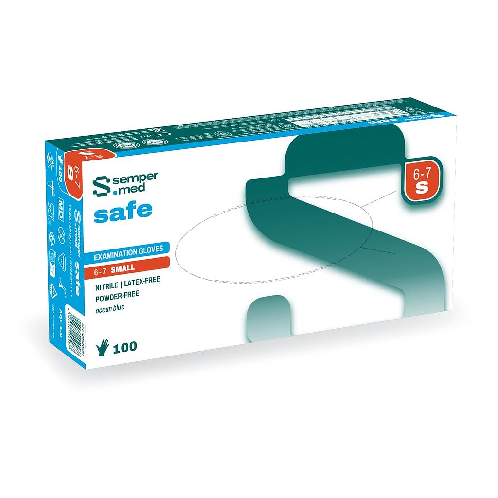 Sempermed® safe, Handschuhe aus Nitril ozeanblau, Der altbekannte robuste und beständige Nitrilhandschuh, puderfrei, 100 Stück (XL = 90 Stk.) - Nachfolger des Sempercare® nitril