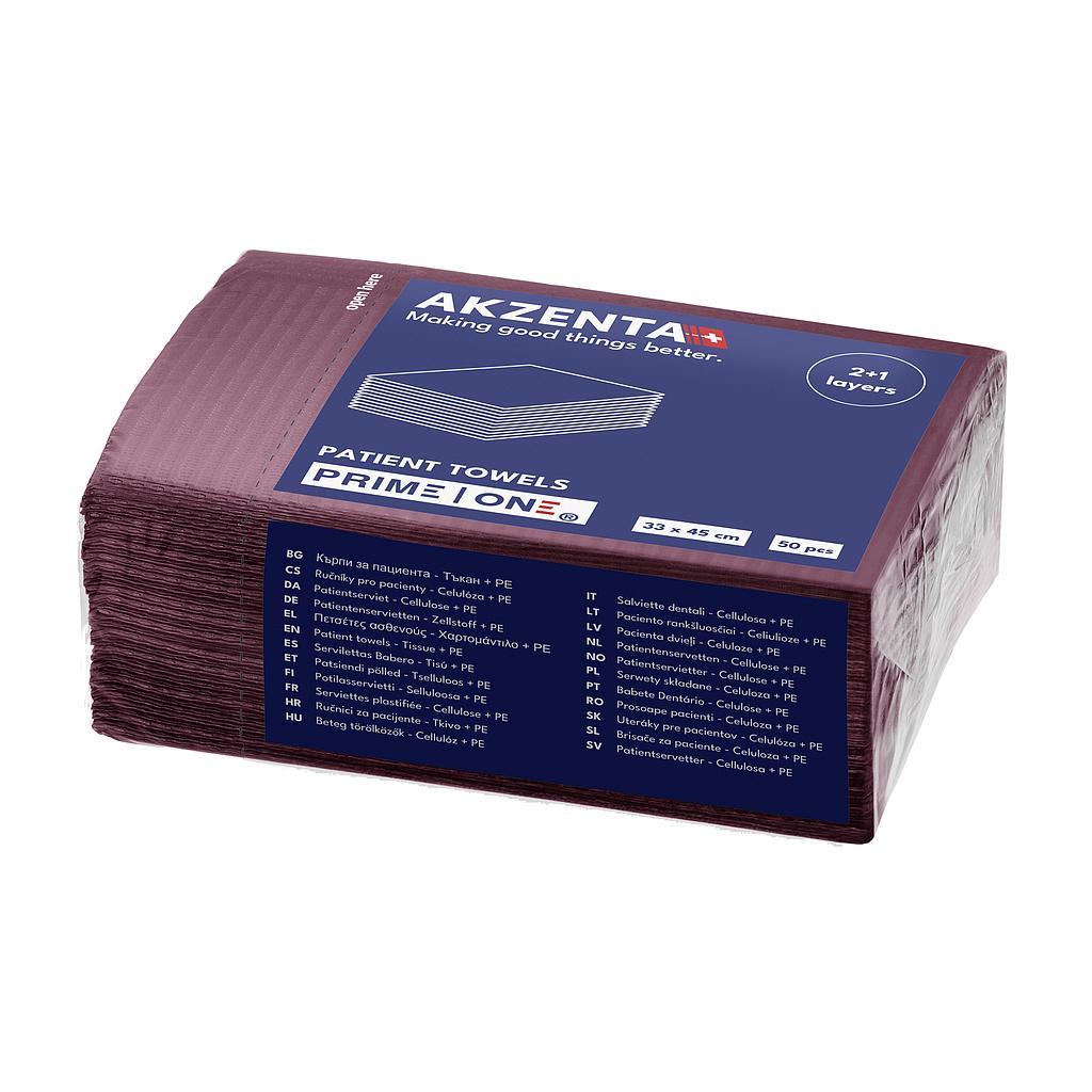 Akzenta PRIME ONE® Top Safe Plus Patientenservietten 33 x 45 cm, burgundy, 3-lagig, Pack à 50 Stück