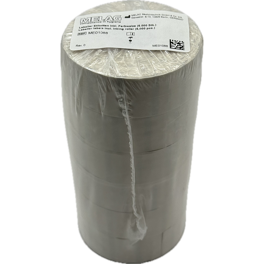 MELAdoc Labeller - Ersatzrollen zu Etikettendrucker (6 Rollen à 750 Etiketten) inkl. Farbwalze