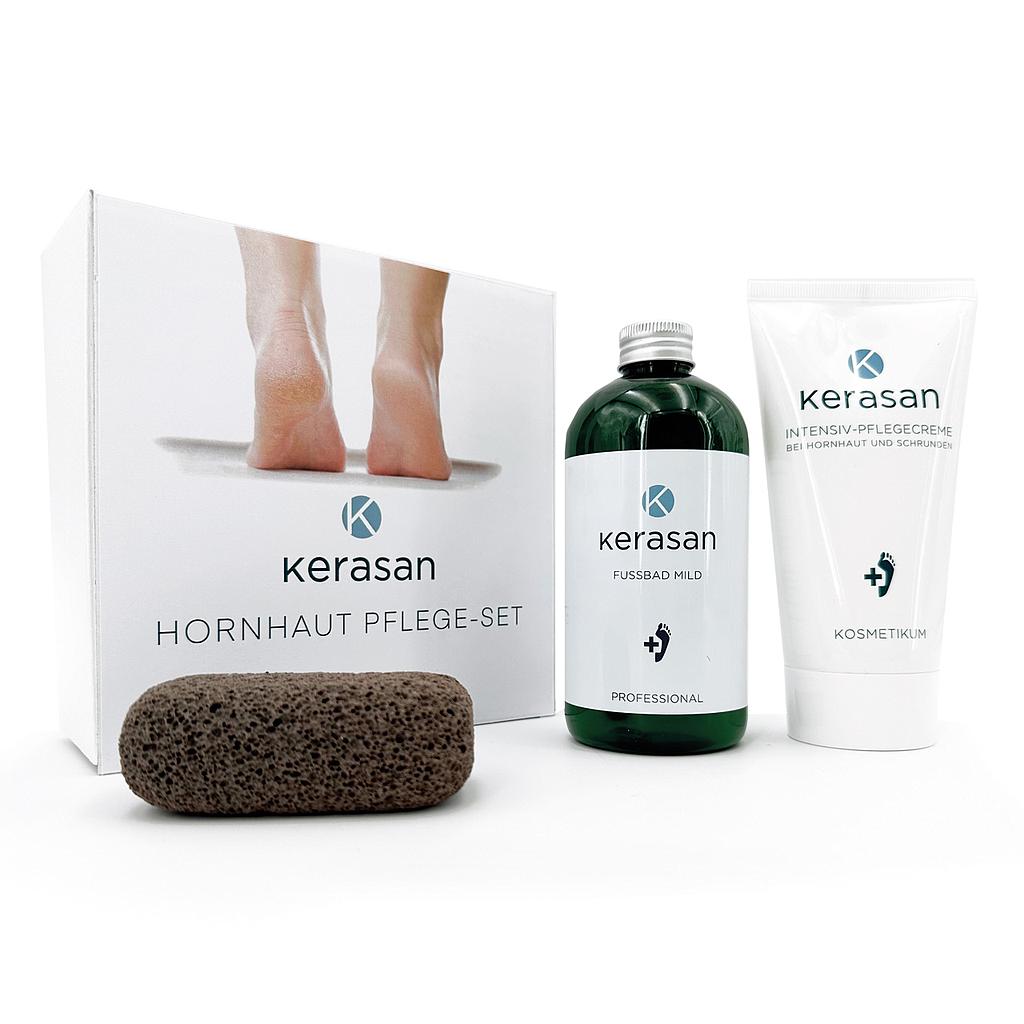 GREPPMAYR Kerasan Hornhaut Pflege-Set Fussbad, Pflegecreme und Bimsstein in Geschenk-Box