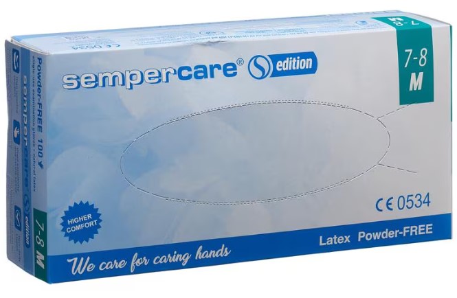 Sempercare® edition Handschuhe LATEX weiss, puderfrei, Grösse M, 100 Stück