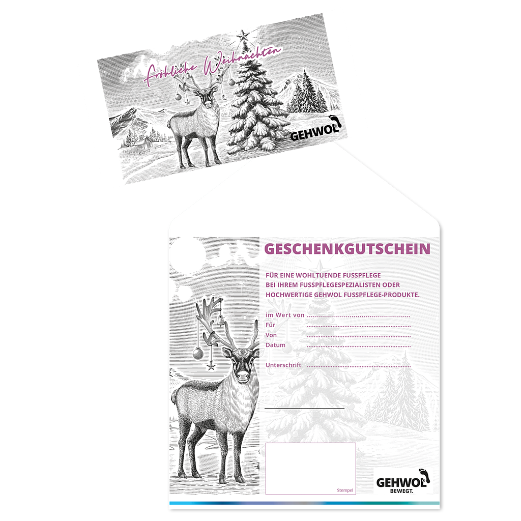 GEHWOL® Geschenkgutschein, mit Weihnachtsmotiv 'Echinacea', 10 Stück